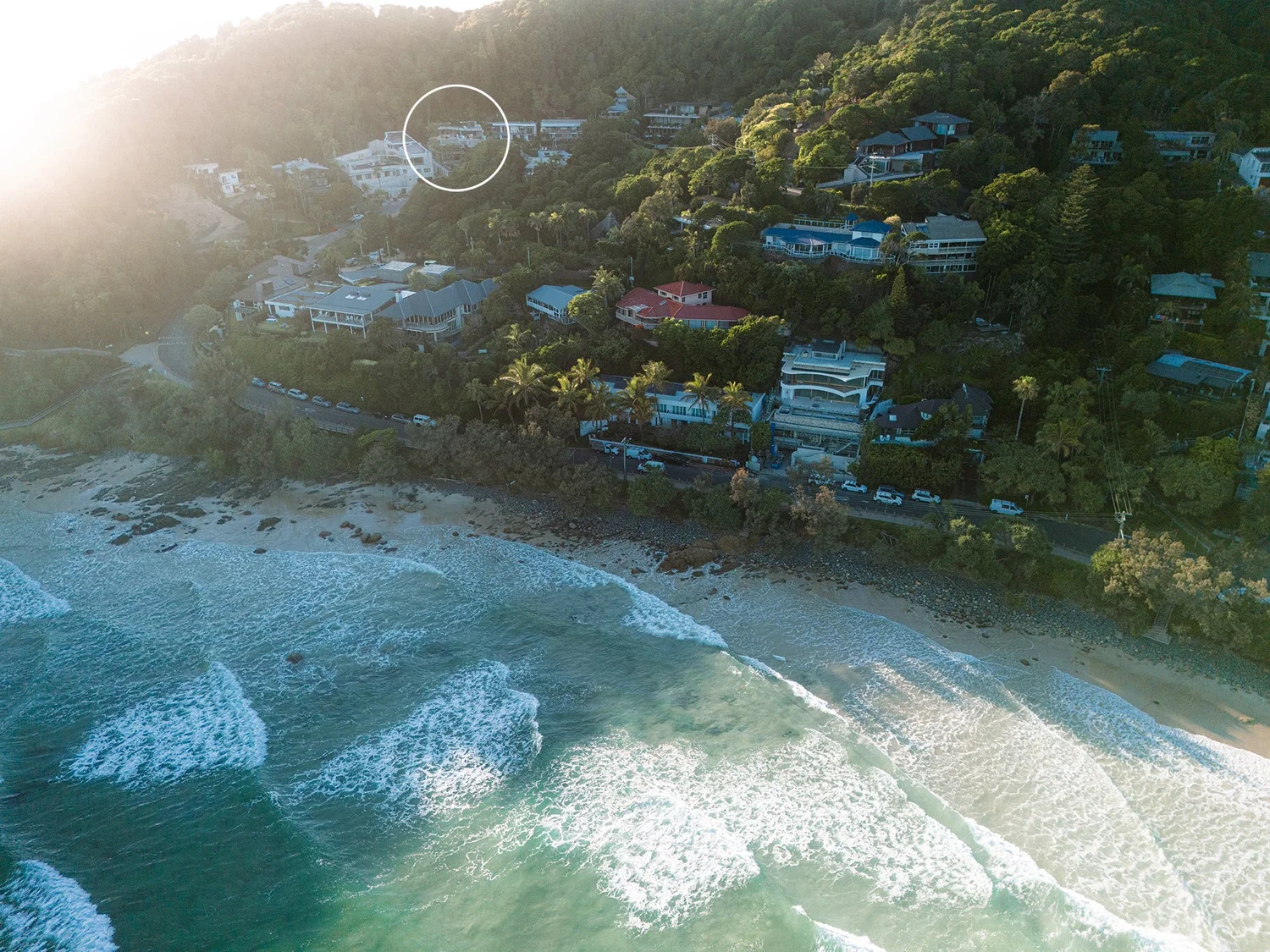 Aerial of Wategos Beach